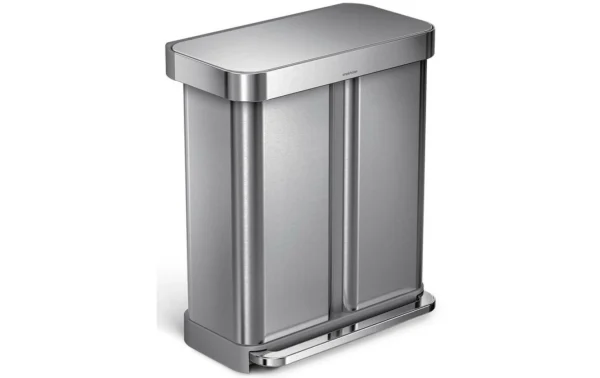 Livraison gratuite Budget 🔔 Simplehuman Bacs De Recyclage CW2025 58 Litres, Argent – Bac à Compost 😀 1