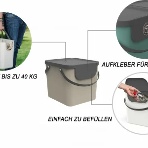 Coupon ✔️ Rotho Bacs De Recyclage Albula 40 L, Gris – Bac à Compost ⭐ luxe soldes 9