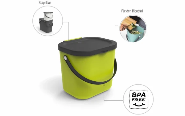 Le moins cher 🛒 Rotho Bacs De Recyclage Albula 6 L, Vert Clair – Bac à Compost 😍 magasin en ligne france 4