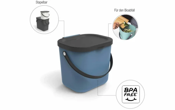 grossiste en ligne Meilleur prix 💯 Rotho Bacs De Recyclage Albula 6 L, Bleu – Bac à Compost 💯 4