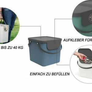 Promo 💯 Rotho Bacs De Recyclage Albula 40 L, Bleu – Bac à Compost 👍 pas cher en ligne 9