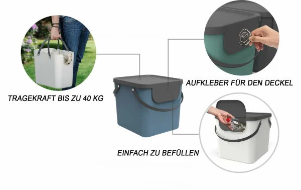 Promo 💯 Rotho Bacs De Recyclage Albula 40 L, Bleu – Bac à Compost 👍 pas cher en ligne 4