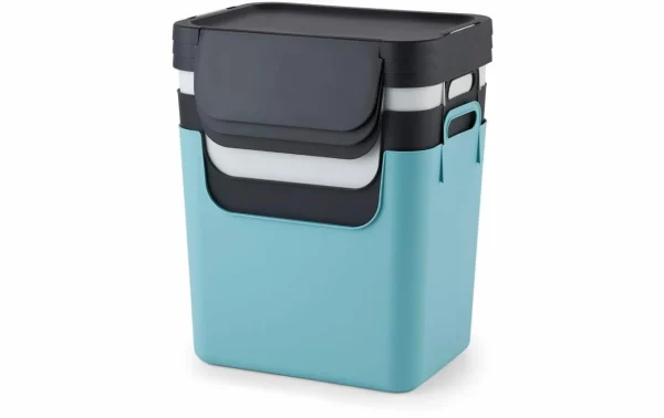 marque pas cher Grosses soldes 🔔 Rotho Bacs De Recyclage Jive 30 L, Bleu Clair/Noir/Blanc – Bac à Compost 🤩 1