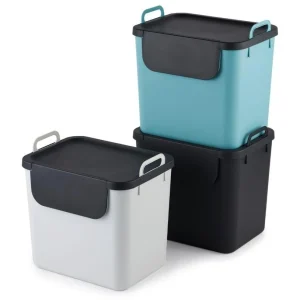 marque pas cher Grosses soldes 🔔 Rotho Bacs De Recyclage Jive 30 L, Bleu Clair/Noir/Blanc – Bac à Compost 🤩 7