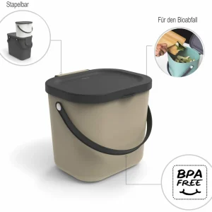 Sortie 💯 Rotho Bacs De Recyclage Albula 6 L, Brun – Bac à Compost ⌛ De Qualité 9