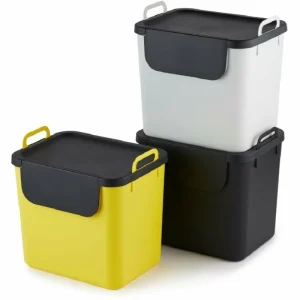 Meilleure vente 😍 Rotho Bacs De Recyclage Jive 30 L, Jaune/Noir/Blanc – Bac à Compost ⭐ Meilleur Prix Garanti 7