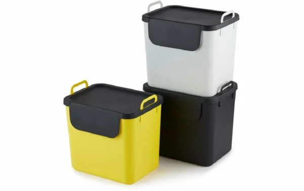 Meilleure vente 😍 Rotho Bacs De Recyclage Jive 30 L, Jaune/Noir/Blanc – Bac à Compost ⭐ Meilleur Prix Garanti 3