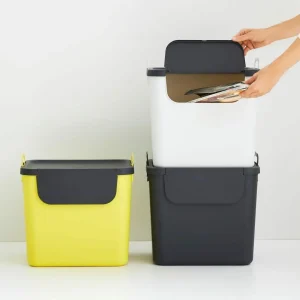 Meilleure vente 😍 Rotho Bacs De Recyclage Jive 30 L, Jaune/Noir/Blanc – Bac à Compost ⭐ Meilleur Prix Garanti 9