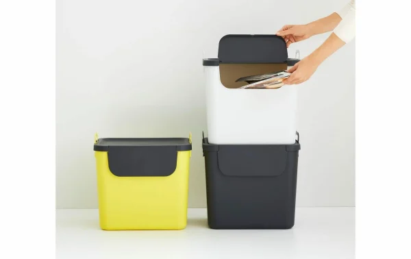 Meilleure vente 😍 Rotho Bacs De Recyclage Jive 30 L, Jaune/Noir/Blanc – Bac à Compost ⭐ Meilleur Prix Garanti 4